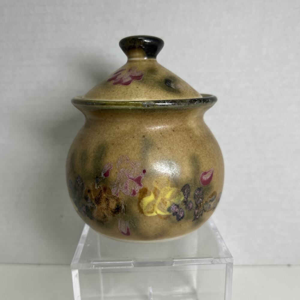 Clouds Folsom Floral Ceramic Lidded Sugar, Jam, Honey Jar California Pottery